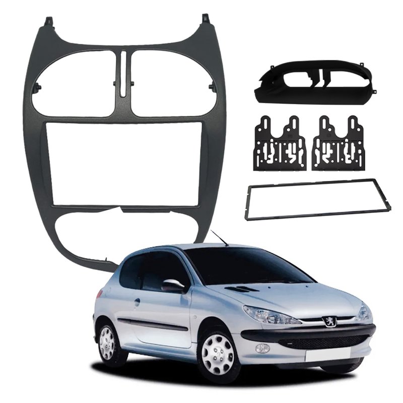 moldura 2 din painel peugeot 206 2004 a 2008 fiamon 4312 grafite