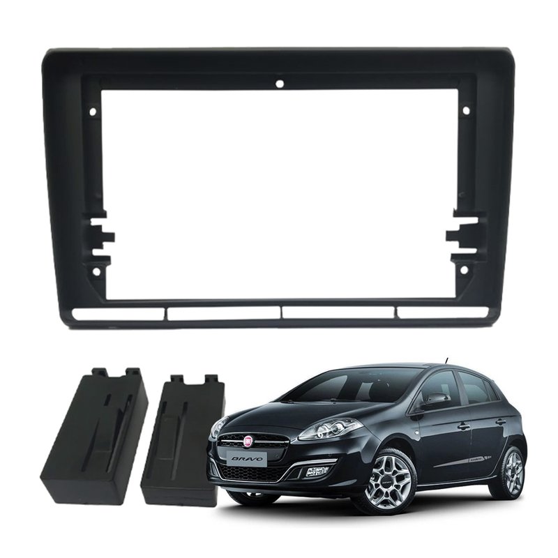 moldura 9 polegadas fiat bravo g2 2010 a 2016 fiamon 4245 preto