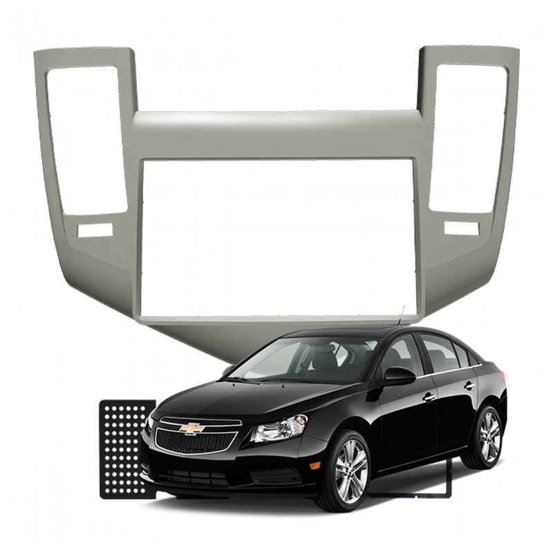 moldura 2 din painel gm cruze 2011 a 2014 fiamon 3143 prata