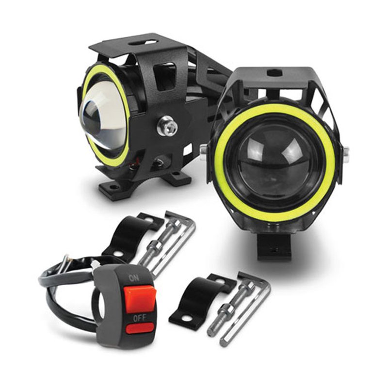 kit farol auxiliar led u7 angel eyes 12 80v 6000k 3000 lumens 2