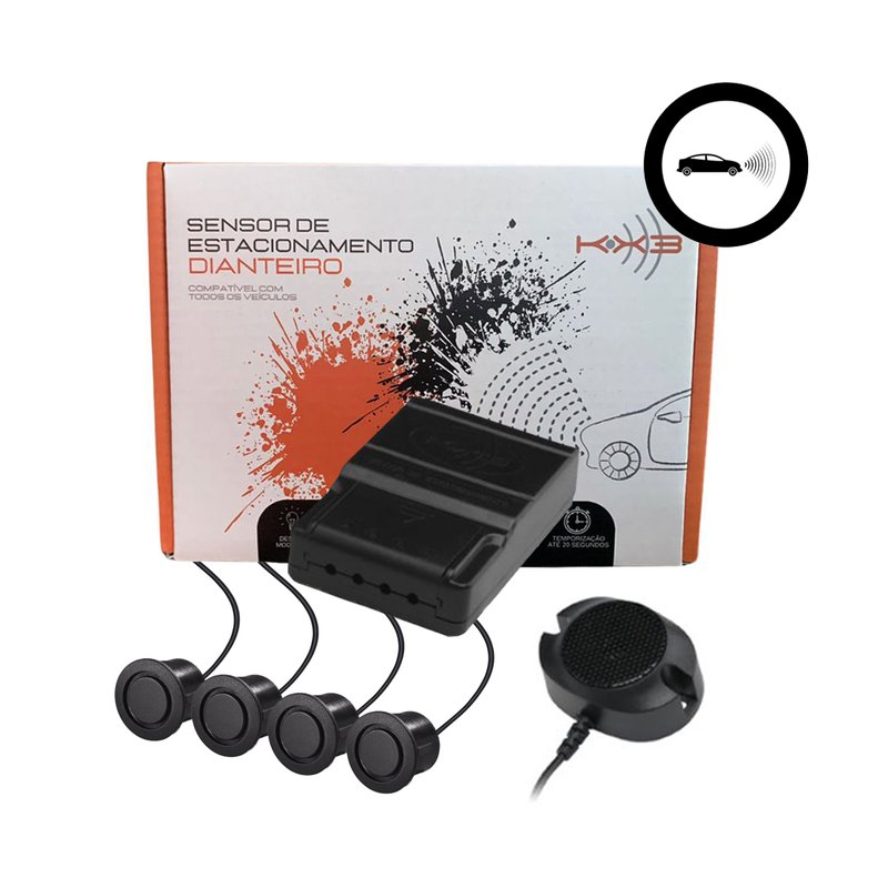 sensor estacionamento preto emborrachado frontal sonoro kx3