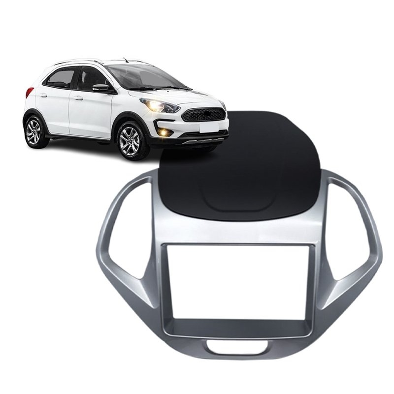 moldura 2 din ford ka freestyle 2019 a 2021 fiamon prata