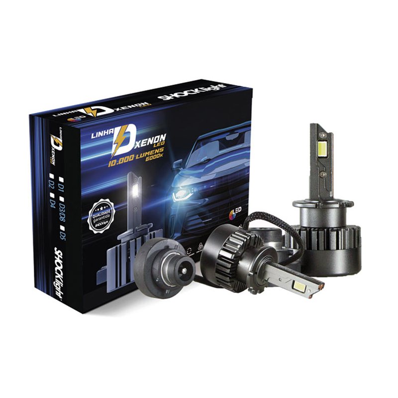 kit xenon led 10 000 lumens 6000k 12v shocklight slx6 d2