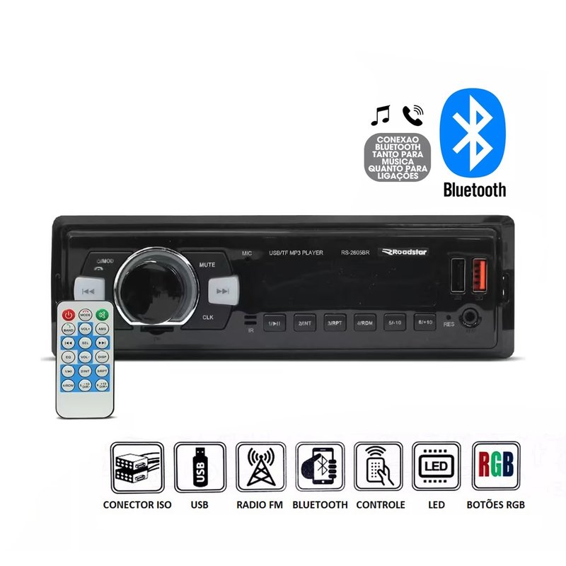 radio automotivo bluetooth rs 2605br roadstar