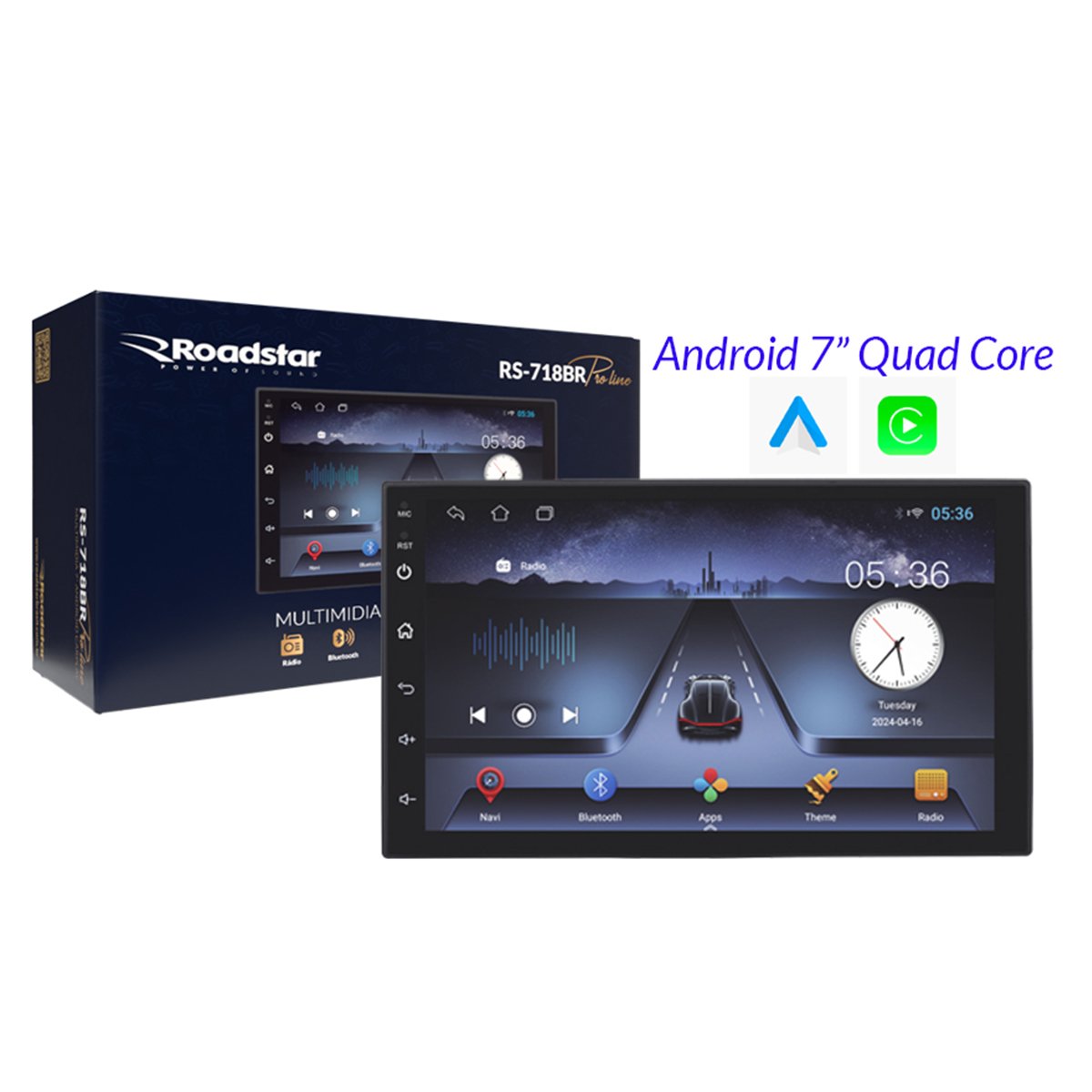 Multimídia Android 7'' 2GB/32GB com Carplay RS-718BR Roadstar