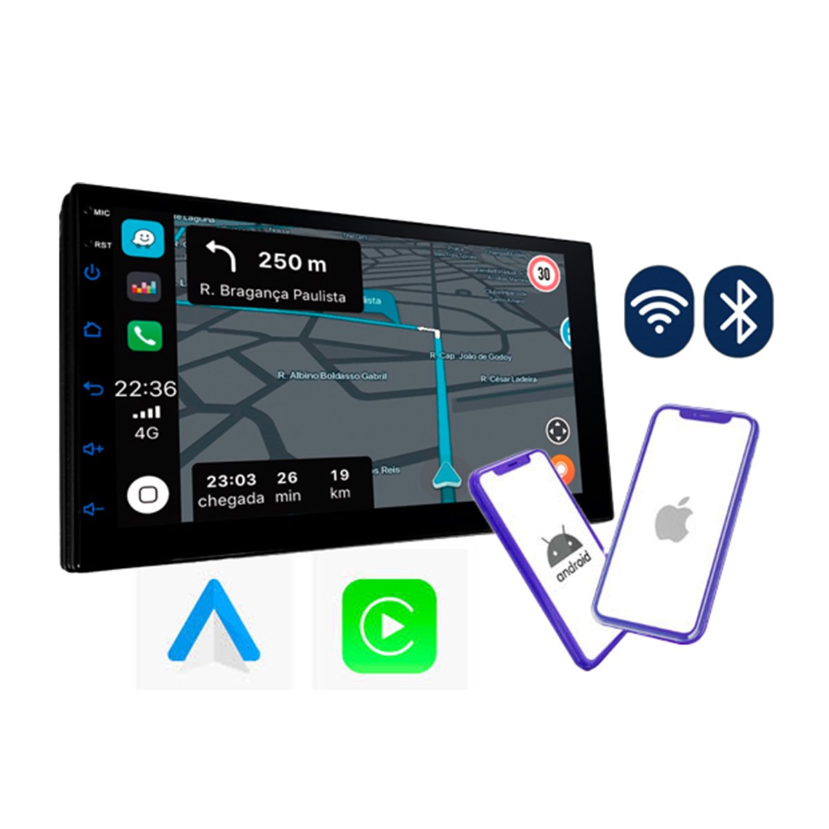 Multimídia Android 7'' 2GB/32GB com Carplay RS-718BR Roadstar