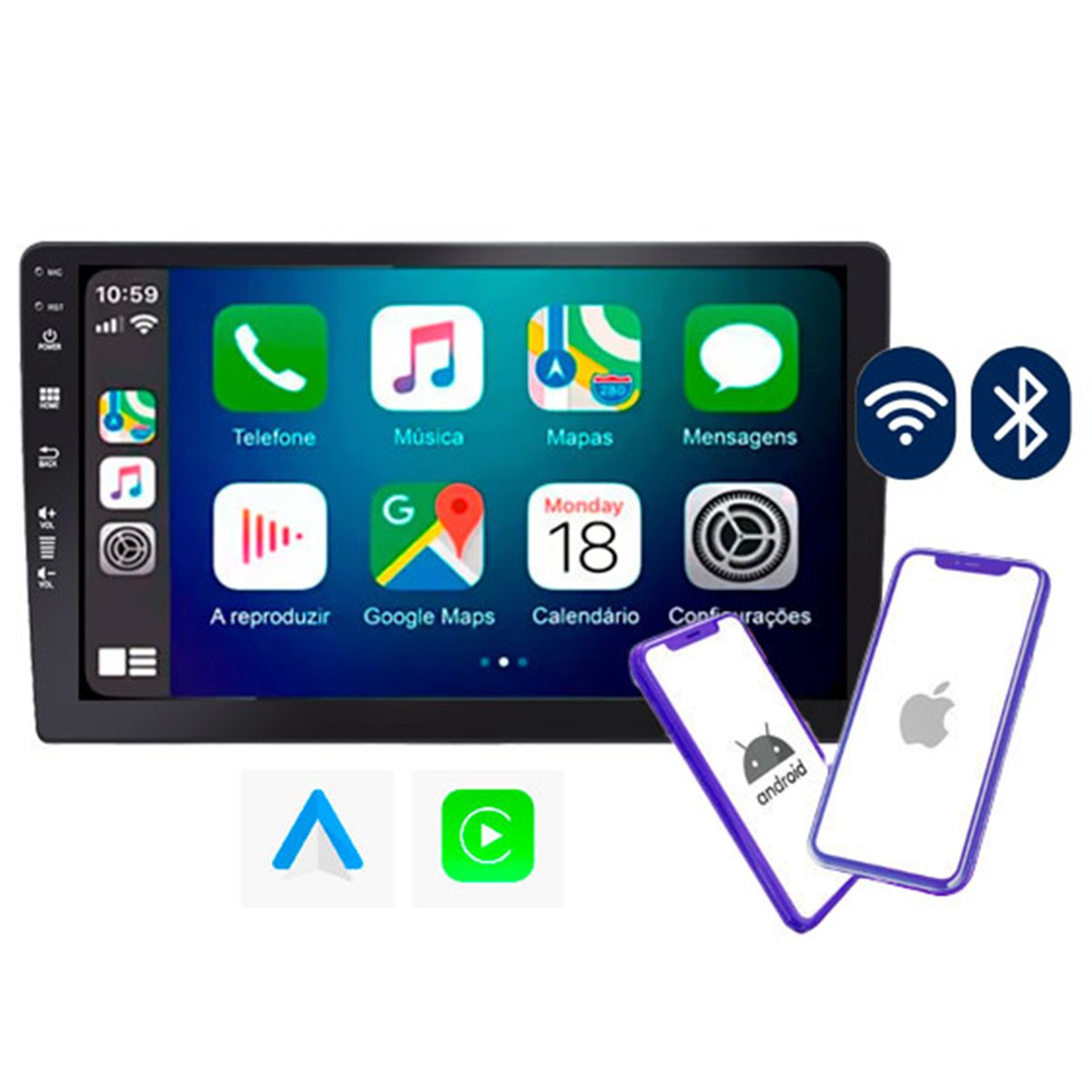 Multimídia Android 9'' 4GB/64GB com Carplay RS-920BR Roadstar