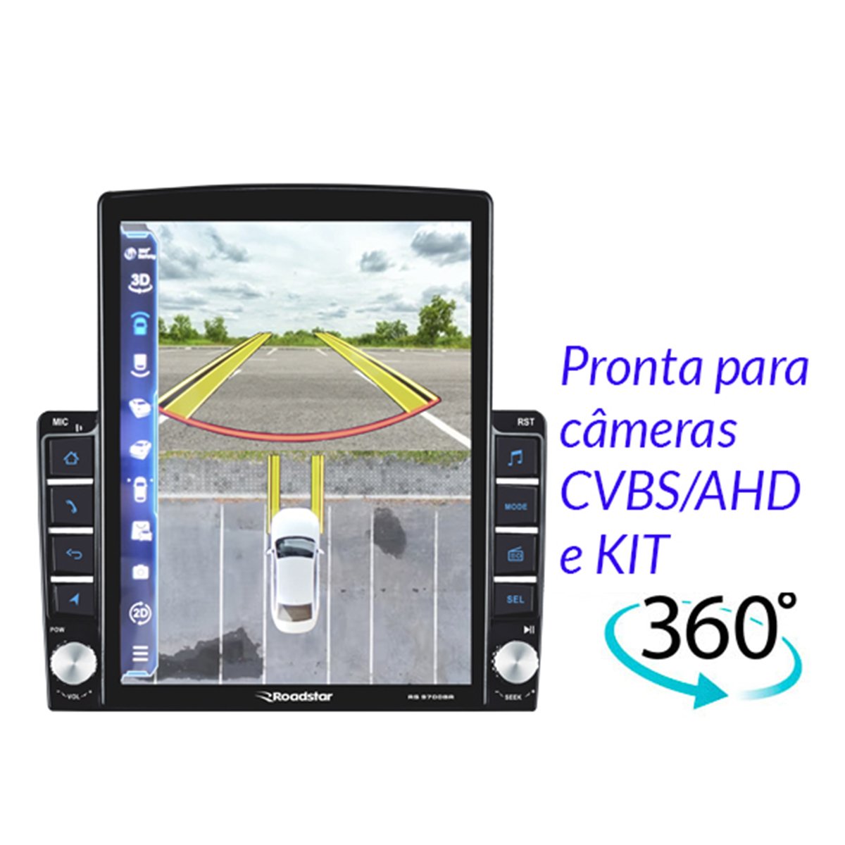 Multimídia Android 9.7'' Vertical 4GB/64GB com Carplay RS-9700BR